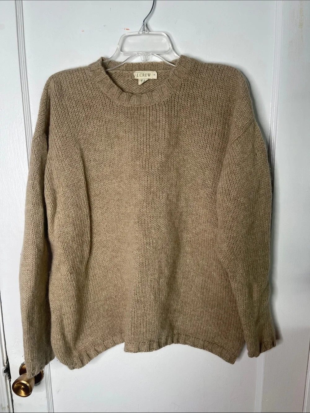 Vintage J Crew Shetland Wool Sweater Small Oversized Natural Oatmeal Crewneck